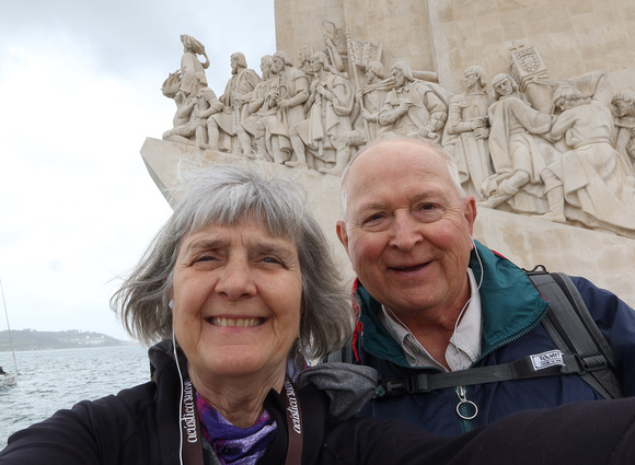 Mary Ellyn and Dave in front of the monument to Prince Henry the Navigator in Lisbon