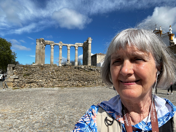 Mary Ellyn by the ancient site of the Temple of Diana in Evora