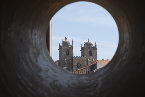 Eyepiece view of the Cathedral in Porto, Portugal
