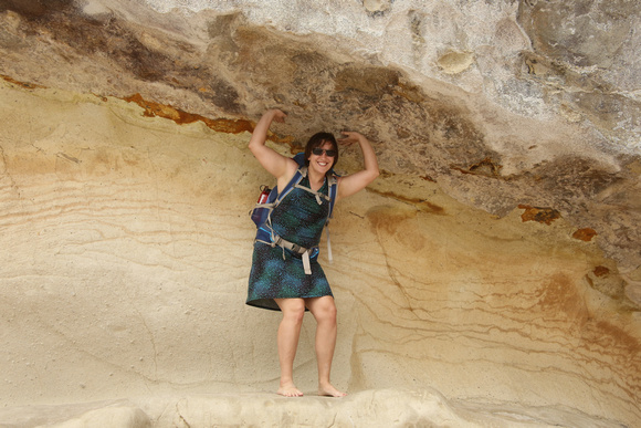 Marie at Cathedral Cove in NZ