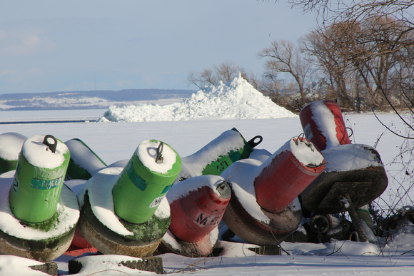 PAD March 2 Buoys with Ice Shove in the background