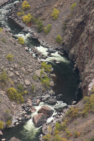 Close up look of the Gunnison River in the Black Canyon, North Rim